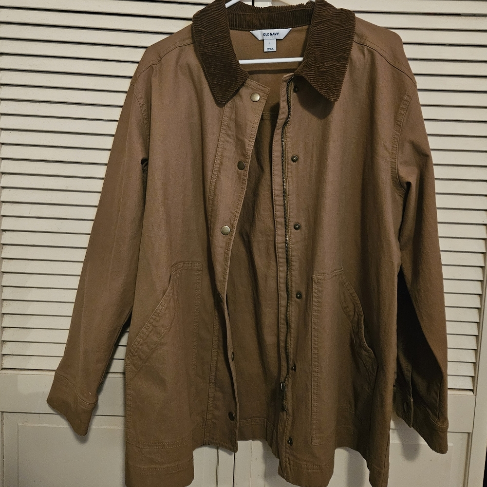 Old Navy Brown Utility Jacket with Corduroy Collar